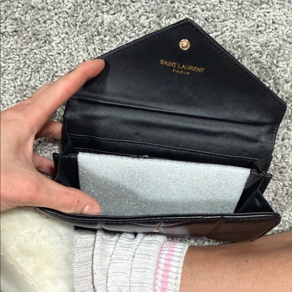 Yves Saint Laurent Black Chevron Leather Wallet - Picture 3 of 4